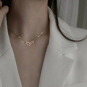 Sterling Silver Diamond Linked Rectangle Necklace